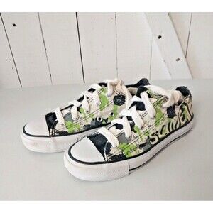 Nickelodeon Slime Low Top Sneaker /Shoe Youth Size 13.5 Green, Black, White Rare